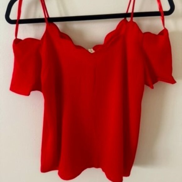 Red Cold Shoulder Blouse - Picture 2 of 4